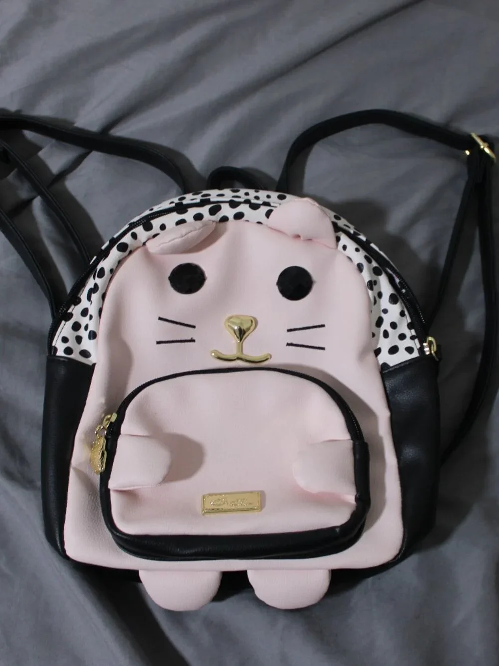 NWOT LUV Betsey by Betsey Johnson Pink & Black Cat Mini Backpack